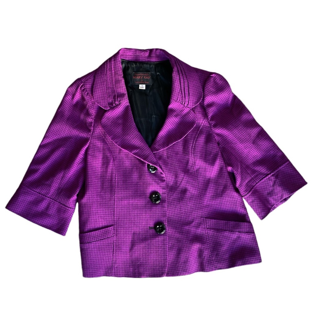 Mary Kay Blazer Purple & Black 3/4 Sleeve Blazer Jacket Women’s 20P